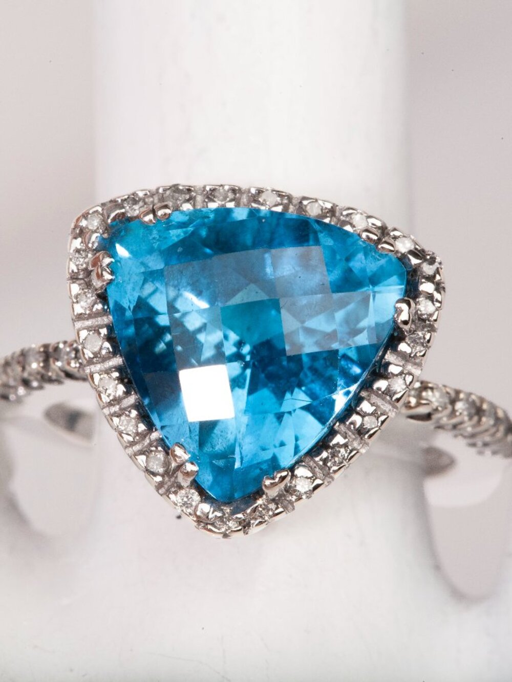 EFFY 14k White Gold Trillion-Cut Blue Topaz and White Diamond Accents Ring
